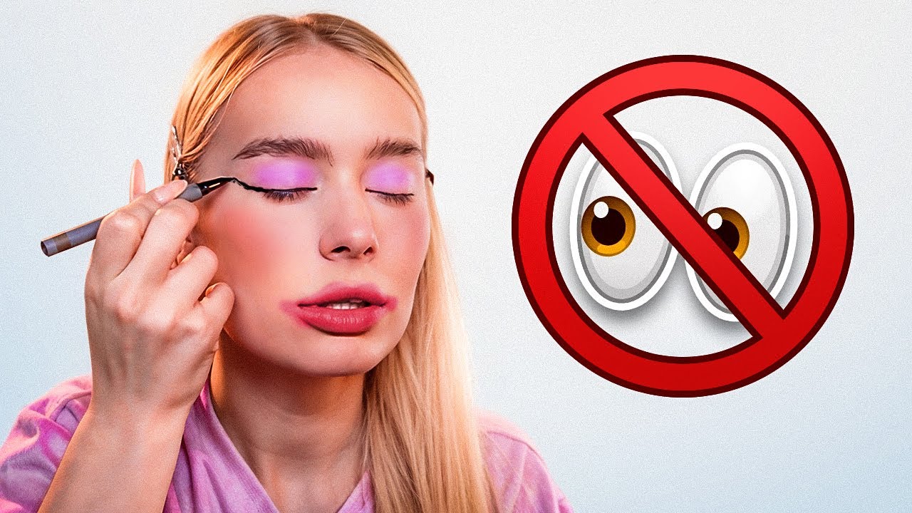 Пробую сделать макияж НЕ ГЛЯДЯ!