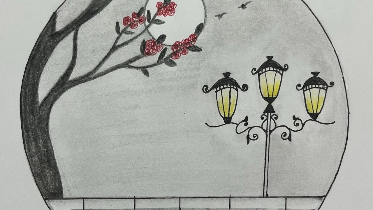 scenery-drawing-with-pencil-sketch-ll-easy-circle-drawing-youtube