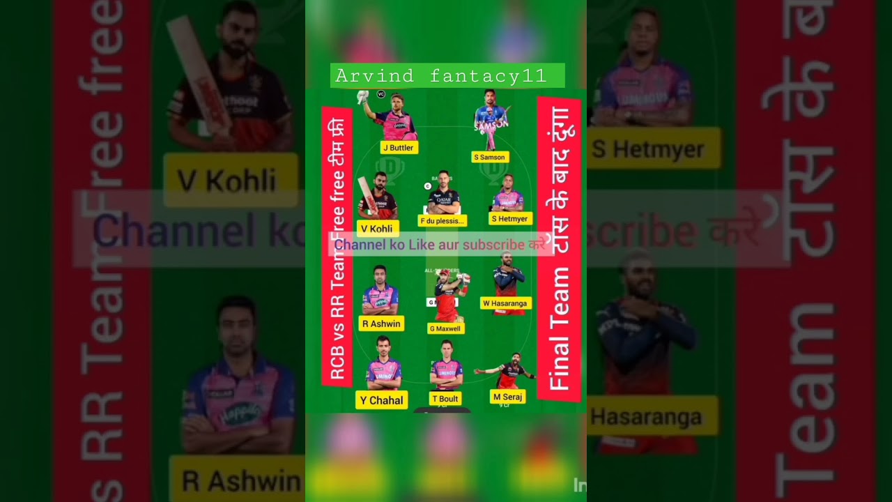RCB vs RR Team Prediction 