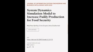 System Dynamics Simulation Model to Increase Paddy Production for Food Security | RTCL.TV