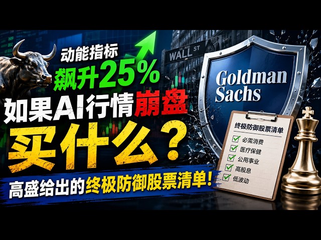 美股动能指标飙升25%，如果AI行情崩盘买什么？高盛给出的终极防御股票清单！