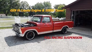 GEN 3 Coyote & 10R80 in a 1974 Truck   QA1 COIL OVER kits F100 front & rear! 73-79 dent sides