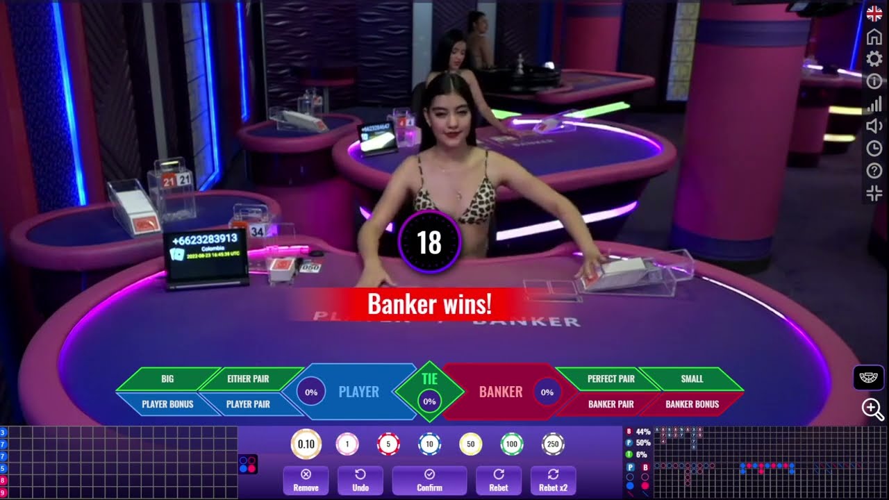 Sexy Live Dealer(Croupier) Brunette In Leopard Print Bikini | Online Baccarat