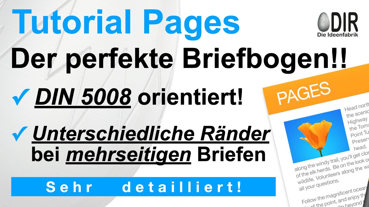 Mac Tutorial Pages deutsch: Briefbogen nach DIN 5008 mit unterschiedlichen Rändern durch einen Trick