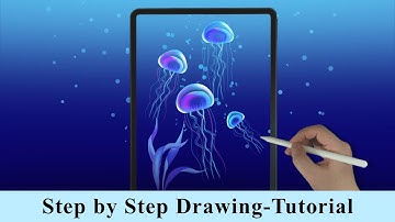 Underwater Seaweed and Jellyfish iPad Procreate Drawing - Step by Step Drawing Tutorial