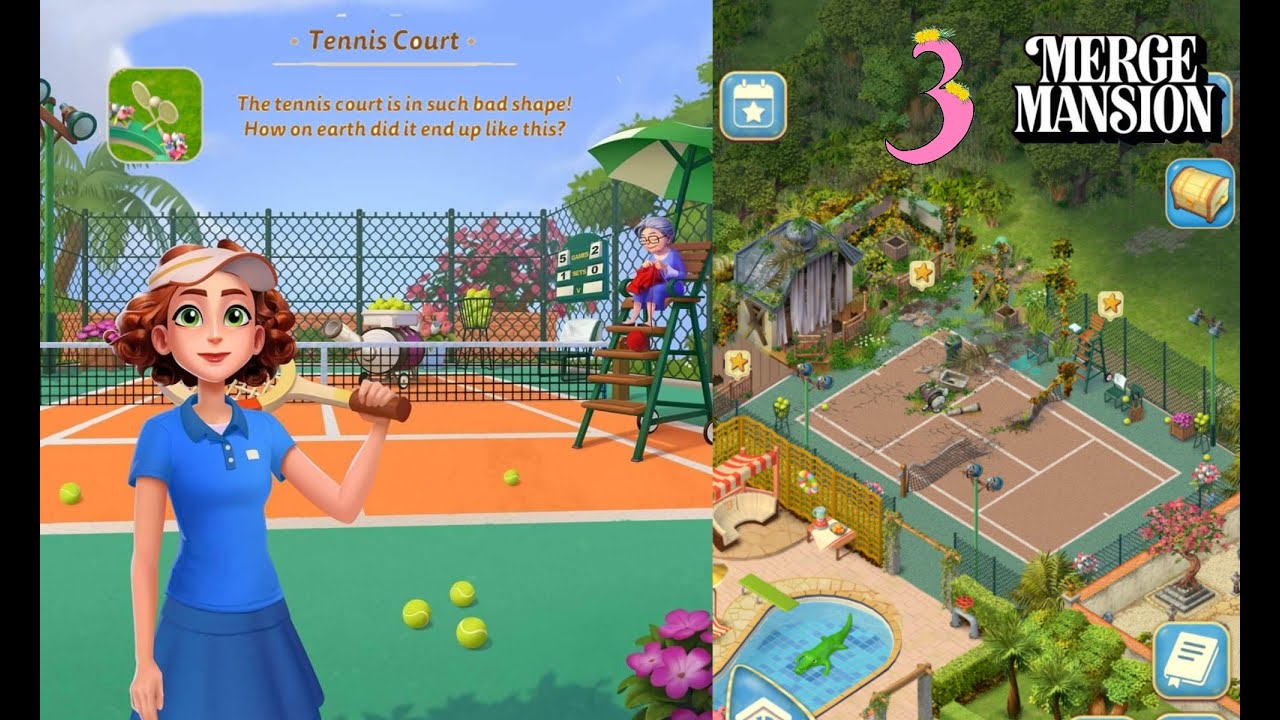Merge Mansion / Tennis Court 🎾🎾 Level 44 Part 122 #mergemansion - YouTube
