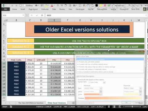 Excel 2013 Video 18 The new ISFORMULA Function and Older solutions for Conditional Formating PART 2
