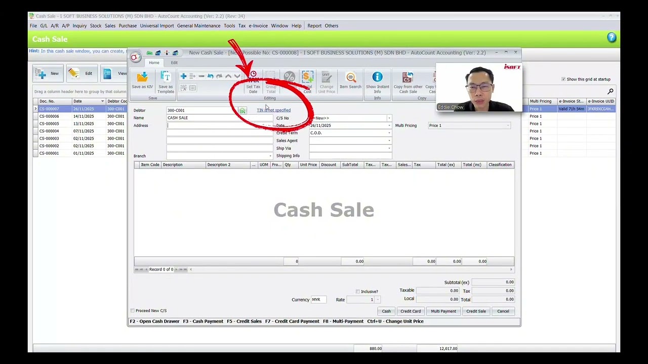 Autocount accounting how to use cash sale issue e-invoice to customer ? 