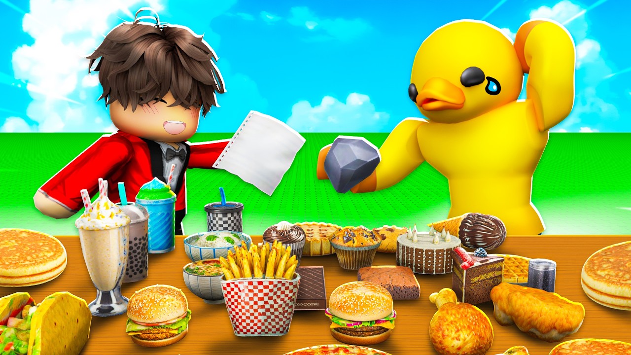 روبلوكس الي يفوز ياكل والخسران يركض مع بطوط