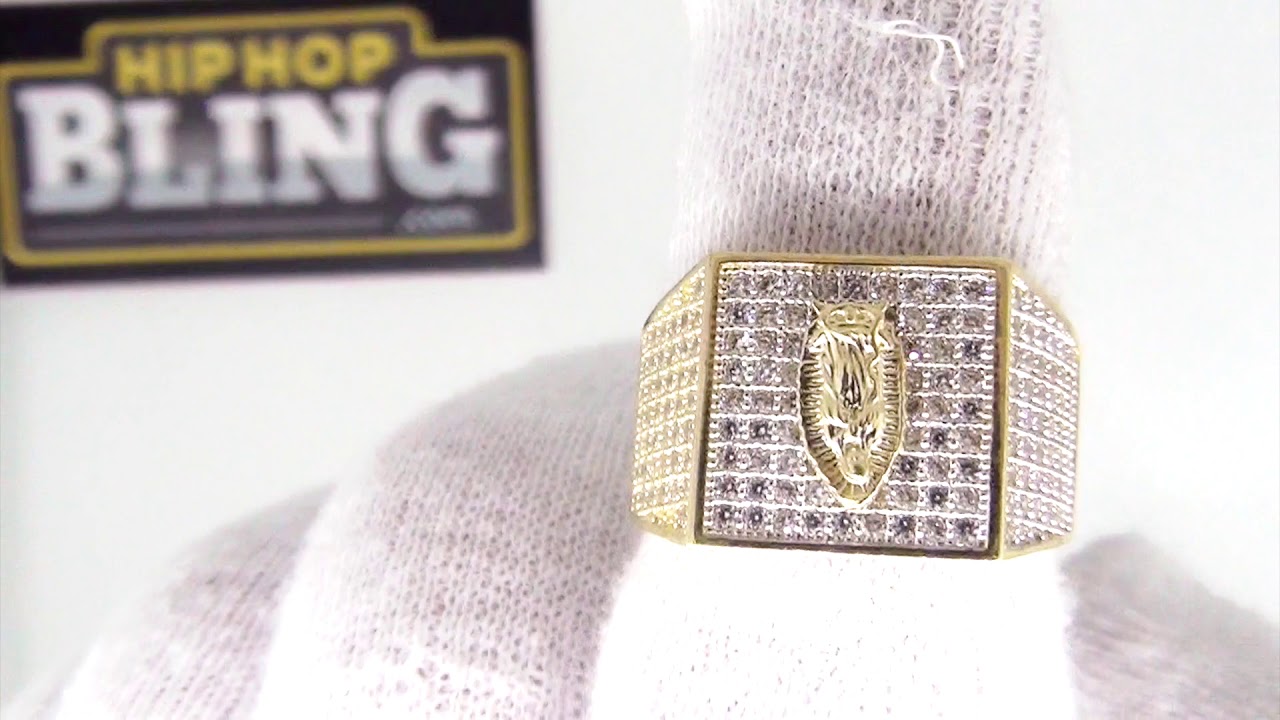 10K Gold Guadalupe Square Mens CZ Ring | HipHopBling ERG006