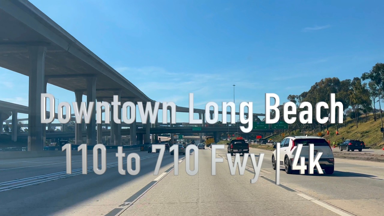 Downtown Long Beach Drive | 110 & 710 Freeway POV | 4k
