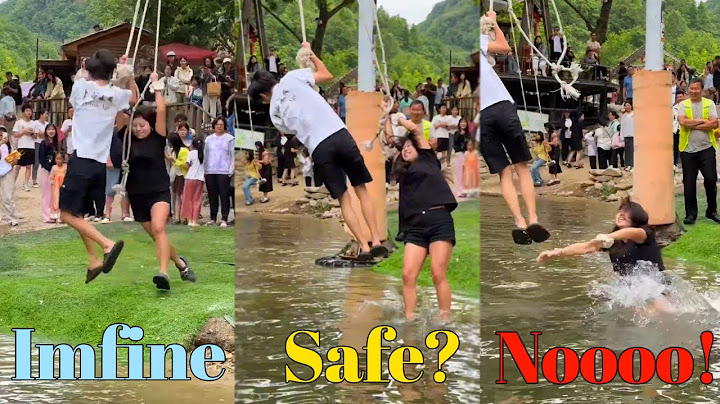 Beautiful girl challenges water swing and gets soaked🤣