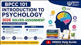 BPCC 101 Solved Assignment 2026 (English)| Introduction to Psychology | IGNOU#ignou #psychology#exam