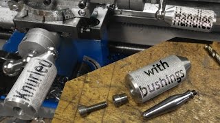 Knurled Handles: Knurling, taper cutting, and bushings on the mini lathe