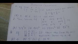 Maths Matrix Revision Questions