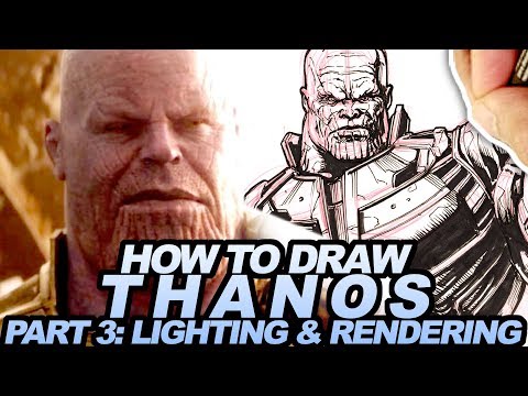 How To Draw THANOS from INFINITY WAR Part 3 of 3:  LIGHTING & RENDERING