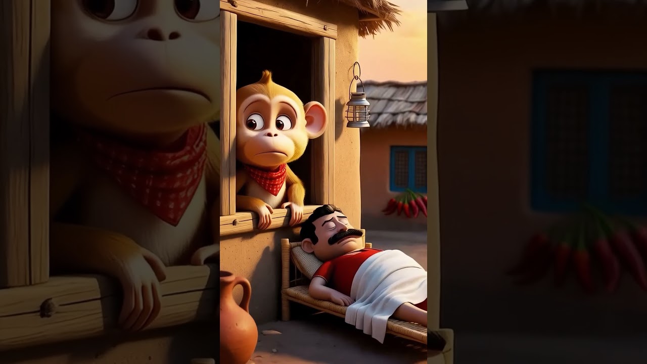 Cute Monkey Steals Bananas | Emotional Village Story | Heartwarming 3D Cartoon Short