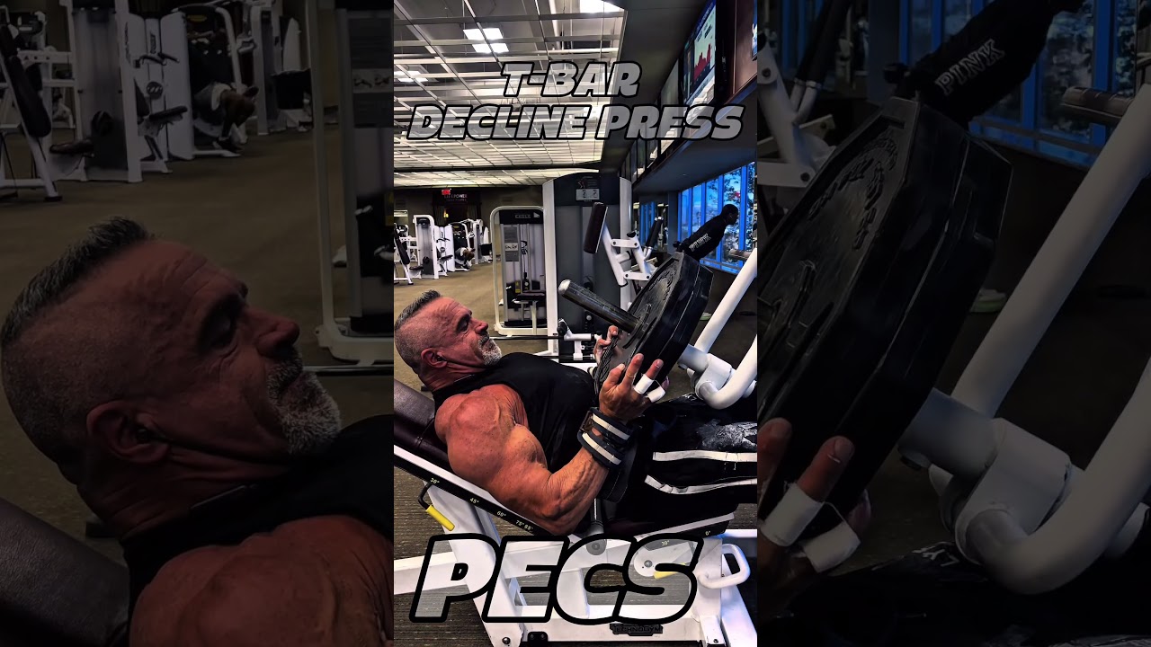 T-BAR DECLINE PRESS FOR PECS #chest #workout #motivation #muscle #workouttips