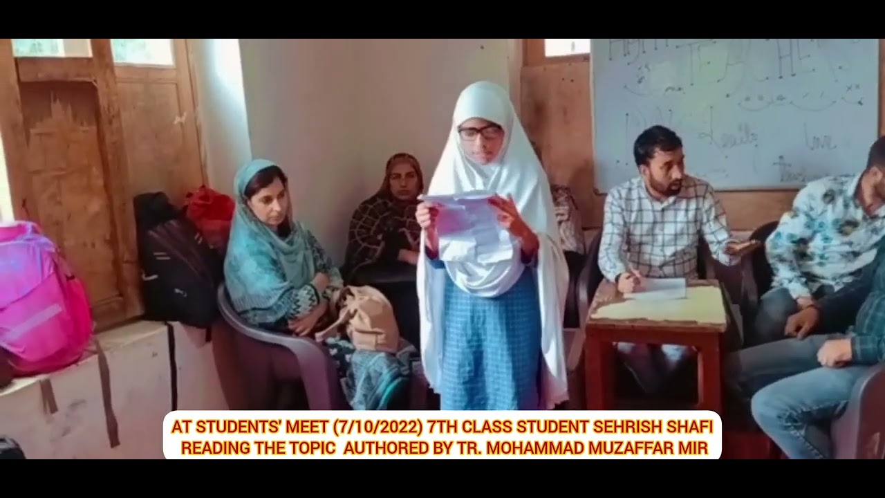 Sahrish Student GMS KANIBATHI BPR. STUDENT SEHRISH SHAFI READING THE TOPIC WRITTEN BY ...