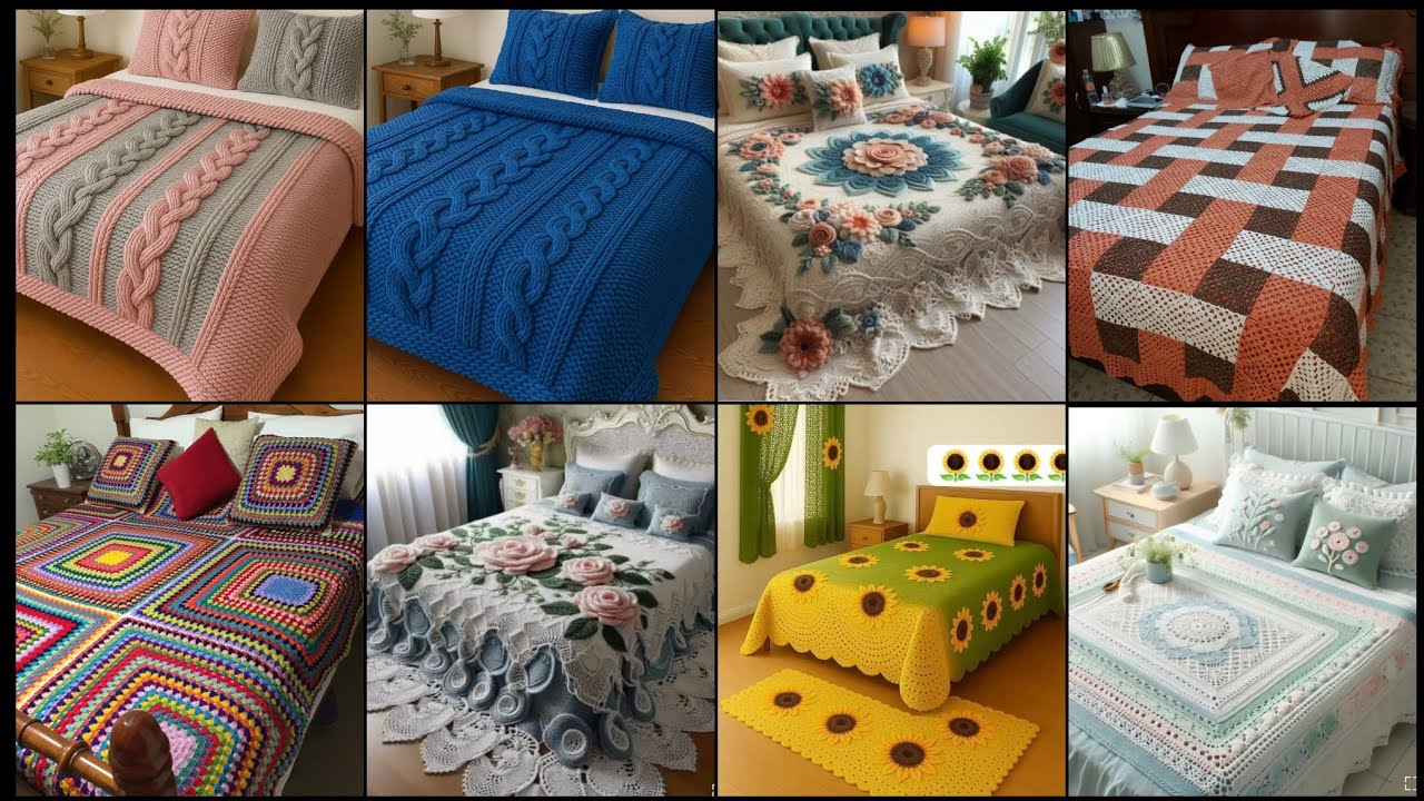 Decent marvelous amazing crochet pattern of handmade bedsheets designs ideas 