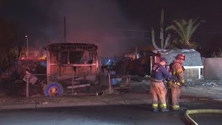 Two mobile homes catch fire overnight in east Mesa