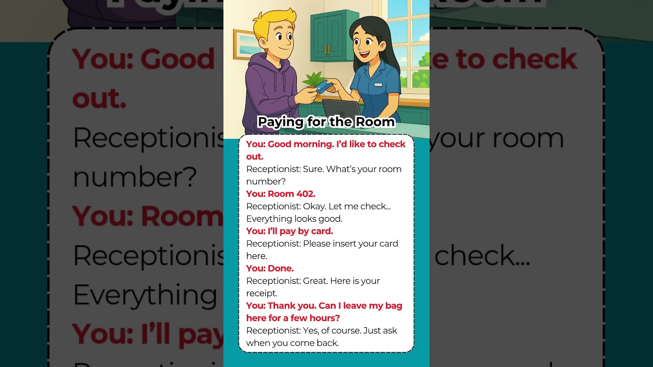 💳 Hotel Check-Out & Payment – Easy English You Need!  