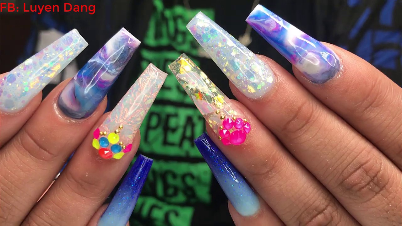 2. Cute Pastel Marble Acrylic Nails - wide 11