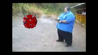 Fat guy shooting Cacodemon