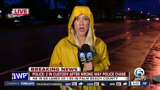 3 in custody after wrong-way police chase on I-95