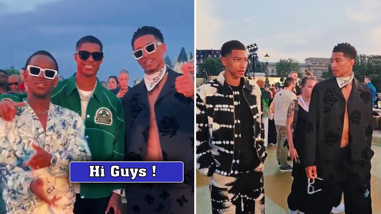 Marcus Rashford & Jude Bellingham link up with Top Boy star Micheal Ward at Louis  Vuitton show in Paris
