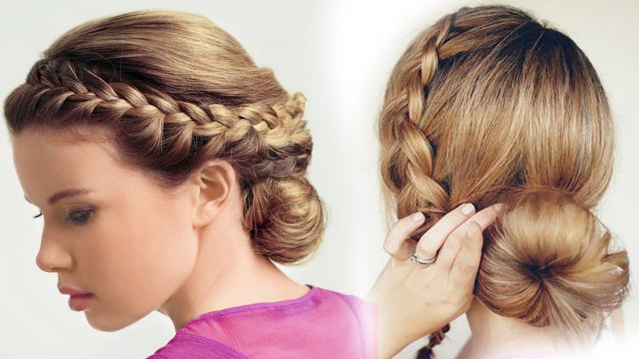 Easy Braided Bun Hairstyle Lace Braid Homecoming Updo Hairstyle Sac Modeli