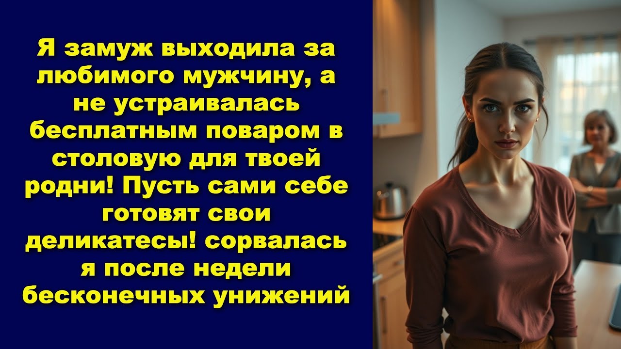 Я замуж выходила за любимого мужчину, а не устраивалась бесплатным поваром в столовую для твоей