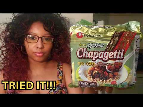 FIRST Time eating Nongshim Chapagetti noodles! REVIEW | Jjajang Black Bean Noodles