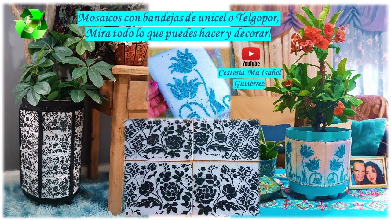 Mosaicos con bandejas de unicel y Telgopor, decora de todo! Mosaics with styrofoam trays