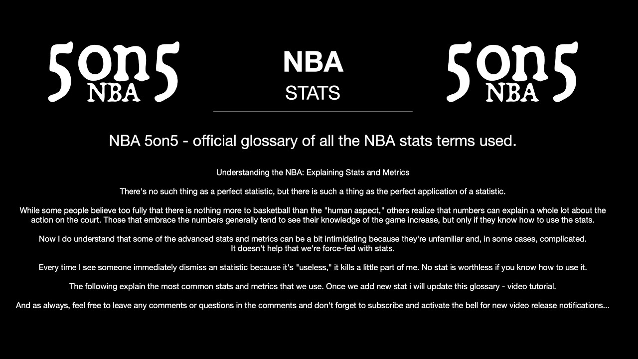 NBA Stats abbreviations explained NBA 5on5 YouTube