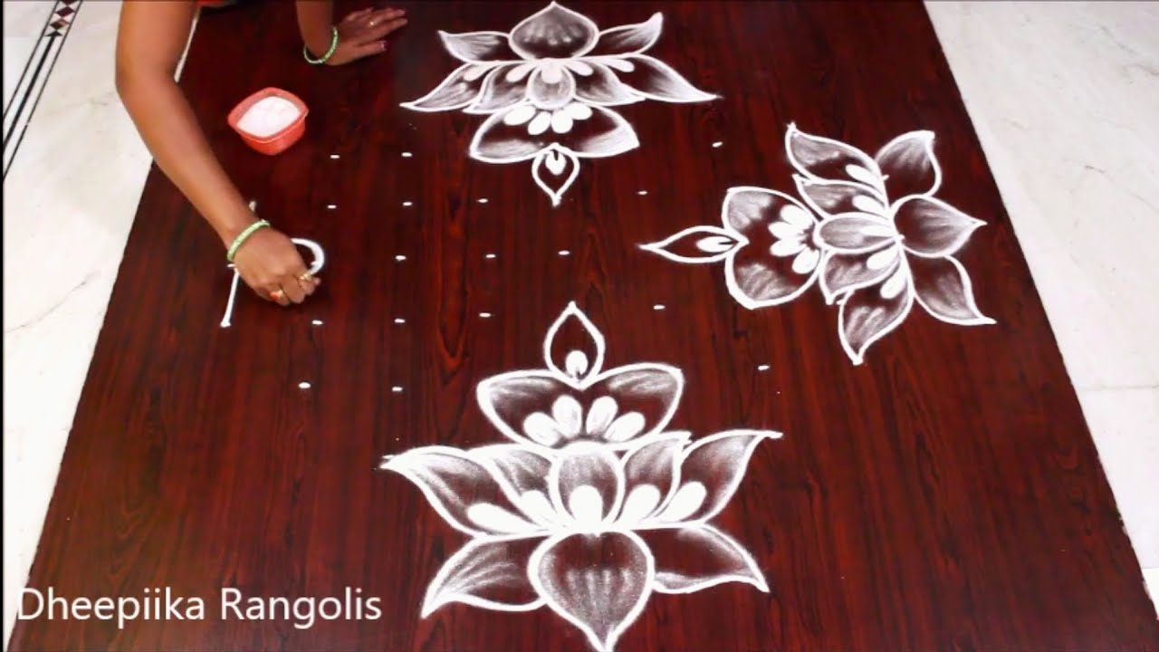 Varalakshmi Vratham Special Lotus Deepam Rangoli with 9x3x3 Dots || వరలక్ష్మీ వ్రతం ముగ్గులు