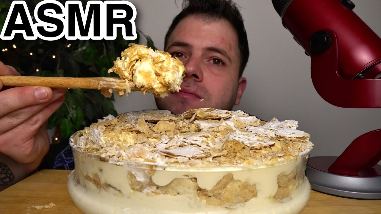 EATING A WHOLE BOWL OF MILLE-FEUILLE ASMR MUKBANG 먹방  NAPOLEON CAKE | PUFF PASTRY DESSERT | BITES