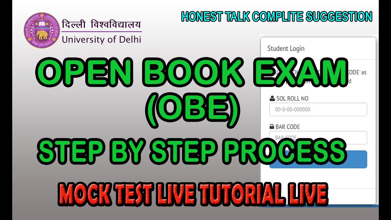 DU OBE Registration and Mock Test Tutorial for DU Regular SOL and NCWEB complete steps Part-1