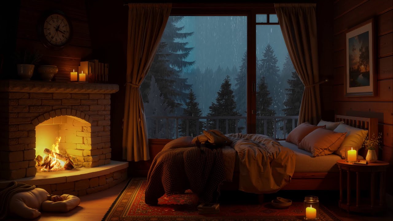 Soothing Rain Sounds for Sleeping 🌧️ Goodbye Insomnia with Gentle Rain and Fireplace Sounds