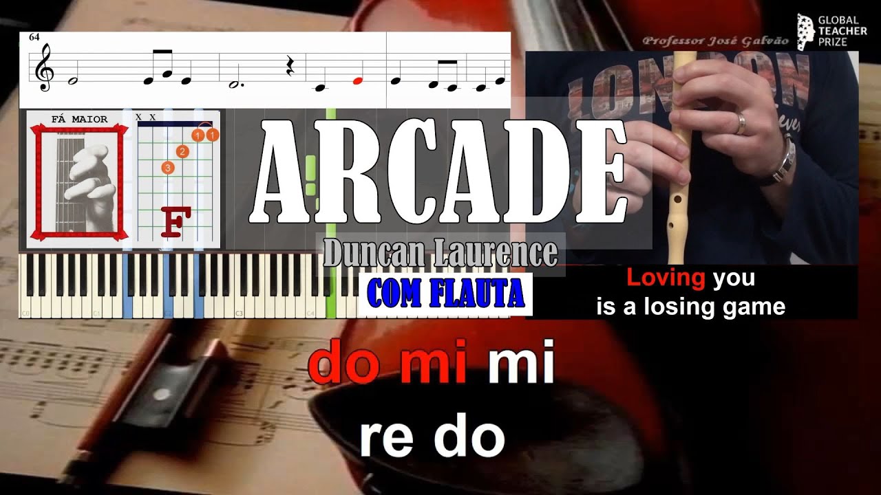 Arcade Duncan Laurence Lyrics Karaoke Flauta Guitar Piano Eurovision Tik Tok Subs CV