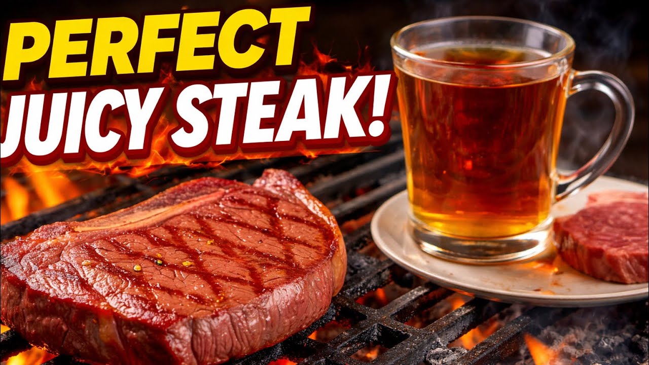 Perfect Juicy Steak on Charcoal Grill | Outdoor BBQ & Hot Tea