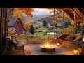 Autumn Cozy Porch Farm Cabin Ambience | Fireplace, Animals & Beautiful Relaxing Piano Music