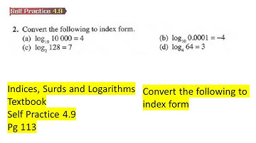 Indices Surds and Logarithms self practice 4.9 Q2 Convert the following to index form