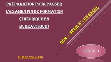 QCM Excel -Série 1  |Vidéo 1
