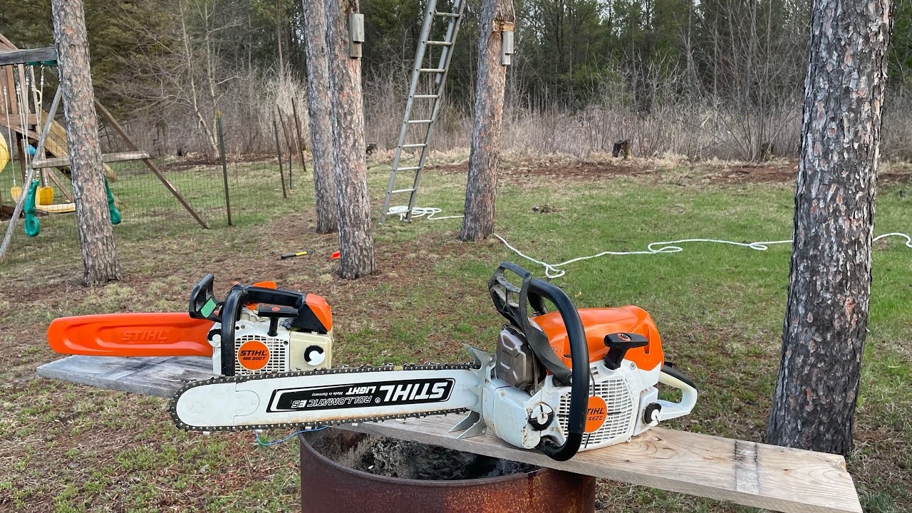 Hard leaning Red Pine removal with Ms462 and 200T. - YouTube