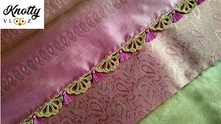 New Saree Kuchu Design Double Colour Flower Crochet Saree Tels .Knottythreadz