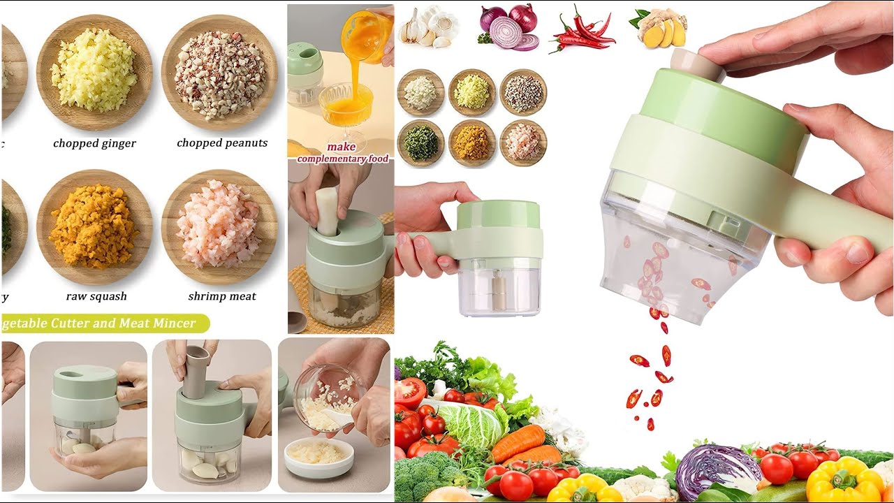 Meesho 4 In 1 Electric Handheld Vegetable Cutter Review & Demo