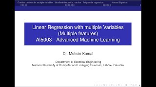 04 - Machine Learning (Types of Gradient Descent, Linear Regression for Multiple Variables)