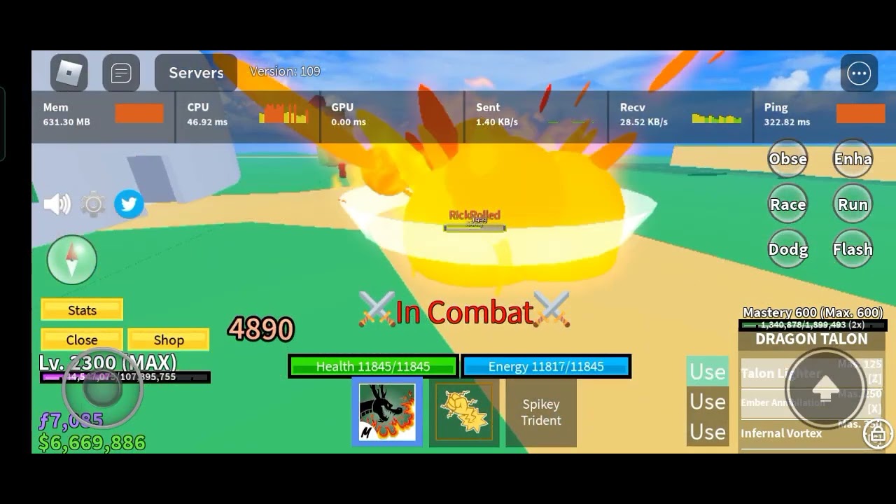 Quake and Dragon Talon ( 1 hit combo )