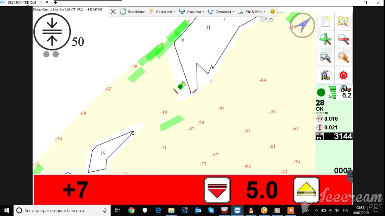 GPS система выравнивания грунта AgriCAD (Италия) установленная на бульдозер ( видео экрана монитора)